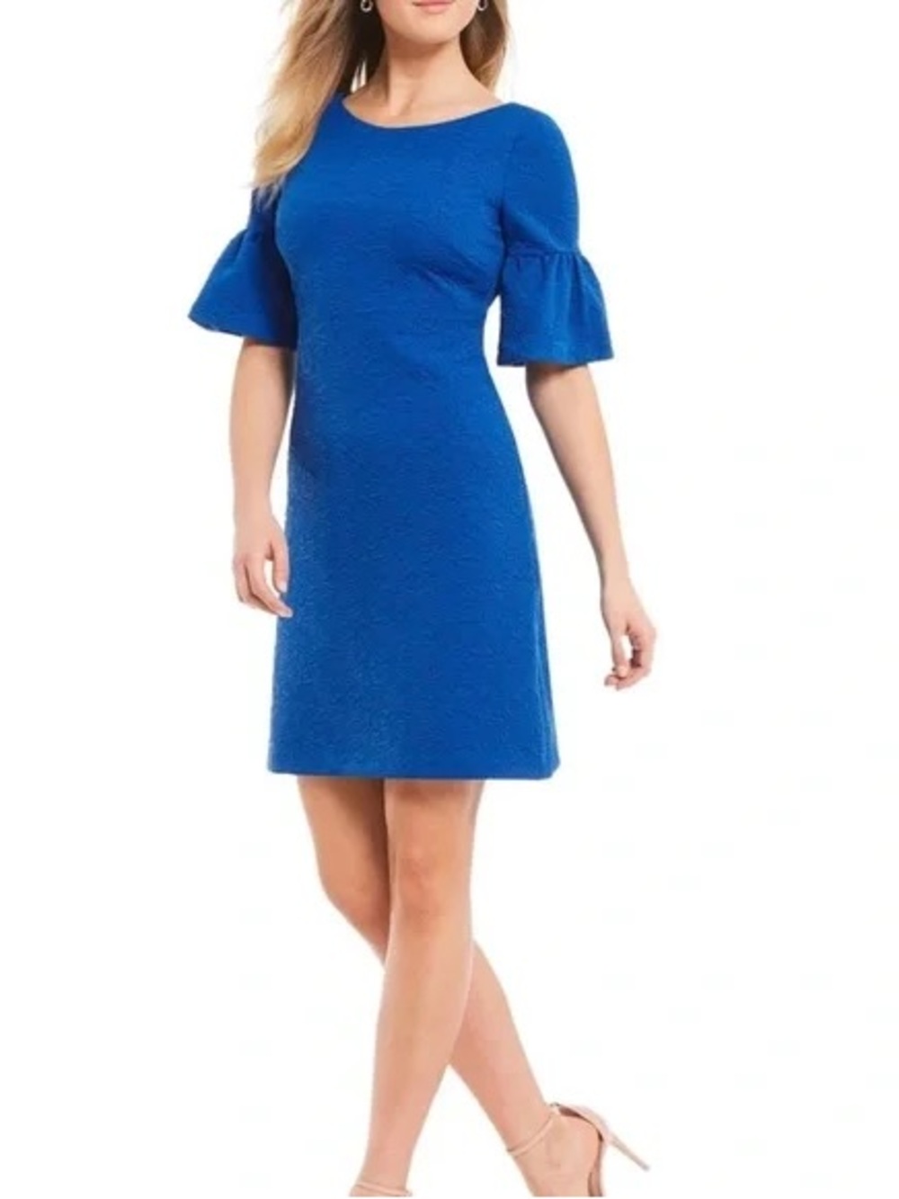 Ivanka Trump Royal Blue Bell Sleeve Shift Dress Size 12